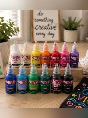 Puffy 3D Craft Paint Set 13pc Bundle 1oz Fabric Acrylic Colors DIY Art